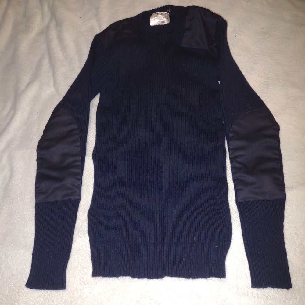 Commando Men's Dark Blue Crewneck Sweater with Patches
